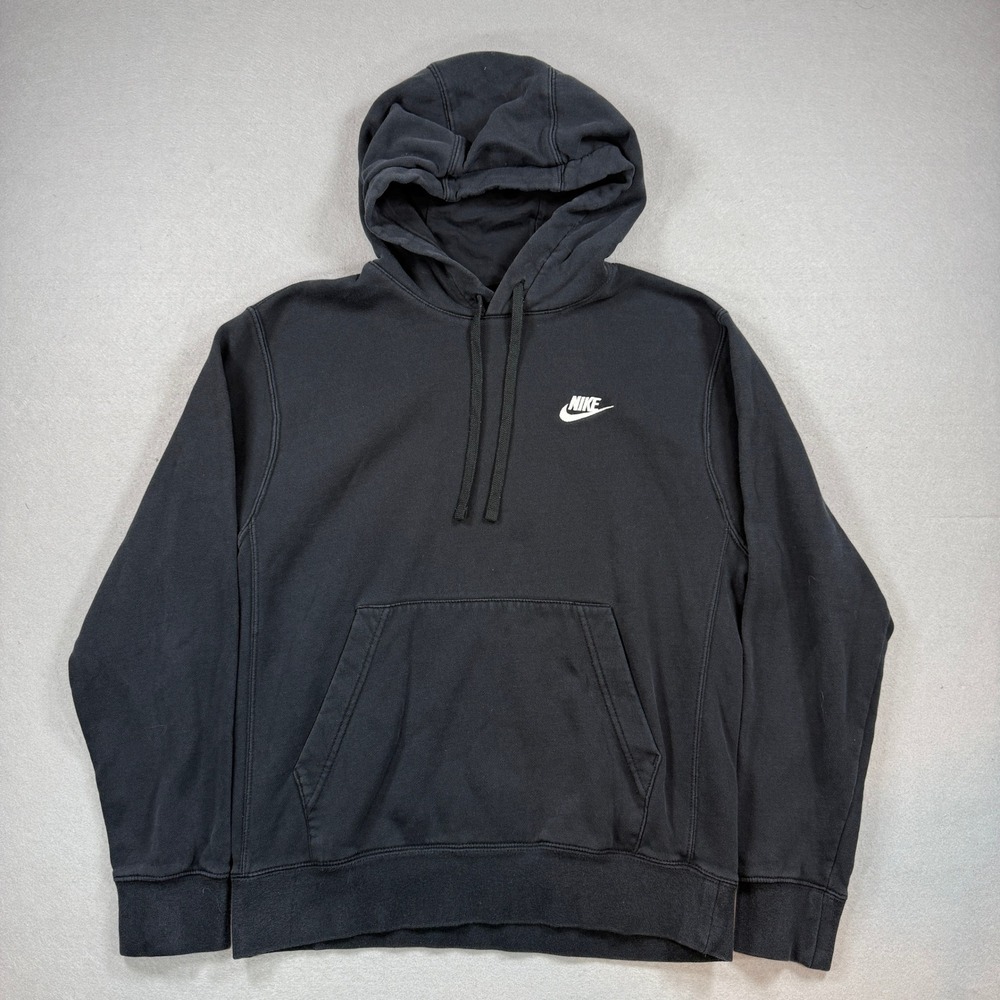 Nike Hoodie Mens Small Black Faded Pullover Sportswear Fleece Swoosh Athletic